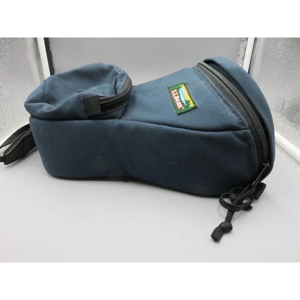 Vintage LL Bean Camera Bag Navy Blue Canvas Made in USA Holster Shoulder Bag
